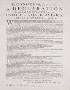 First Printing of the Declaration of Independence